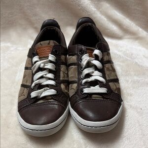 Coach Dark Brown and Tan Casual Sneakers